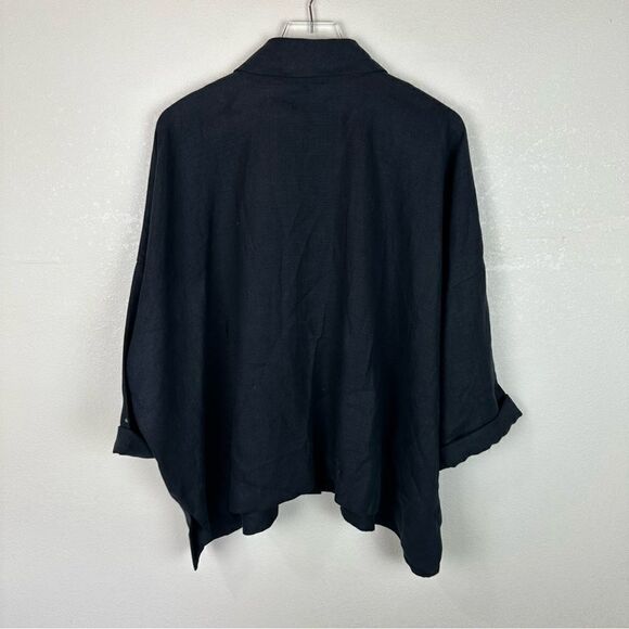 Eskander Black Linen Coat Button Down Oversized Artsy Lagenlook New Size 0 - Picture 4 of 8